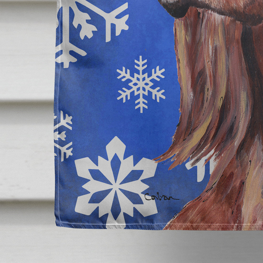 Irish Setter Blue Snowflake Winter Flag Canvas House Size