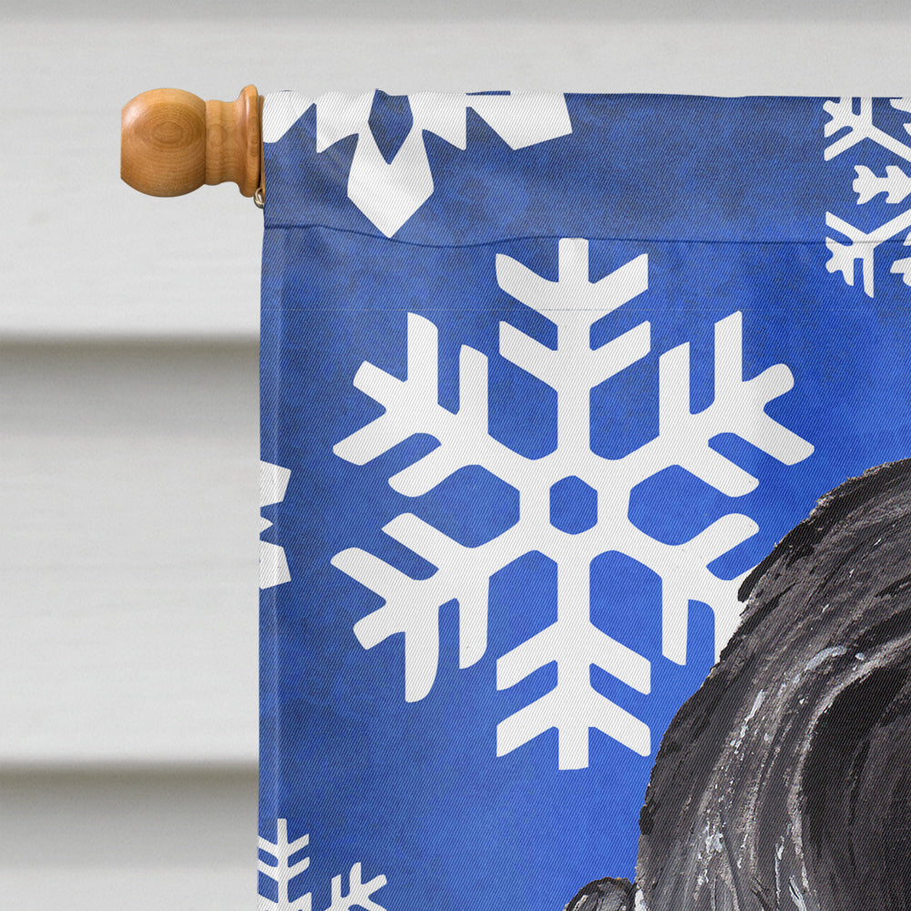 Cocker Spaniel Blue Snowflake Winter Flag Canvas House Size