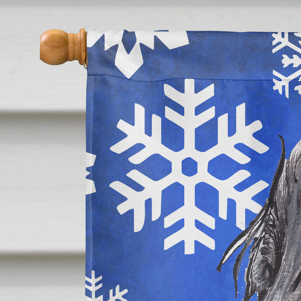 English Cocker Spaniel Blue Snowflake Winter Flag Canvas House Size  the-store.com.