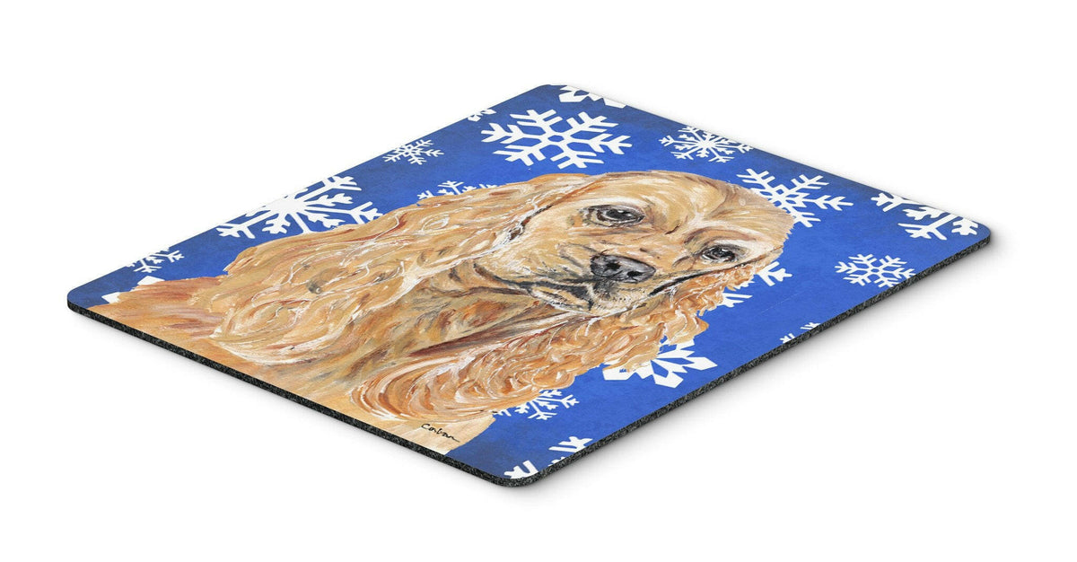 Cocker Spaniel Blue Snowflake Winter Mouse Pad, Hot Pad or Trivet by Caroline&#39;s Treasures