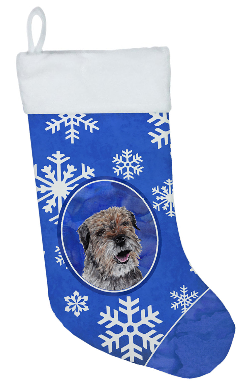 Border Terrier Winter Snowflakes Christmas Stocking SC9599-CS  the-store.com.