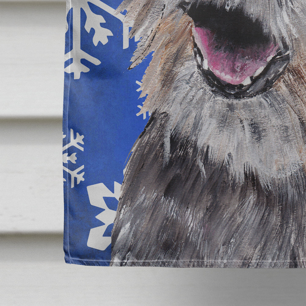Border Terrier Blue Snowflake Winter Flag Canvas House Size