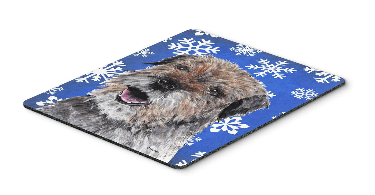 Border Terrier Blue Snowflake Winter Mouse Pad, Hot Pad or Trivet by Caroline&#39;s Treasures