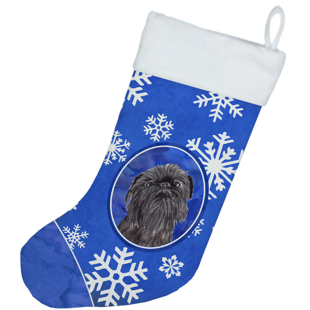 Brussels Griffon Winter Snowflakes Christmas Stocking SC9601-CS  the-store.com.