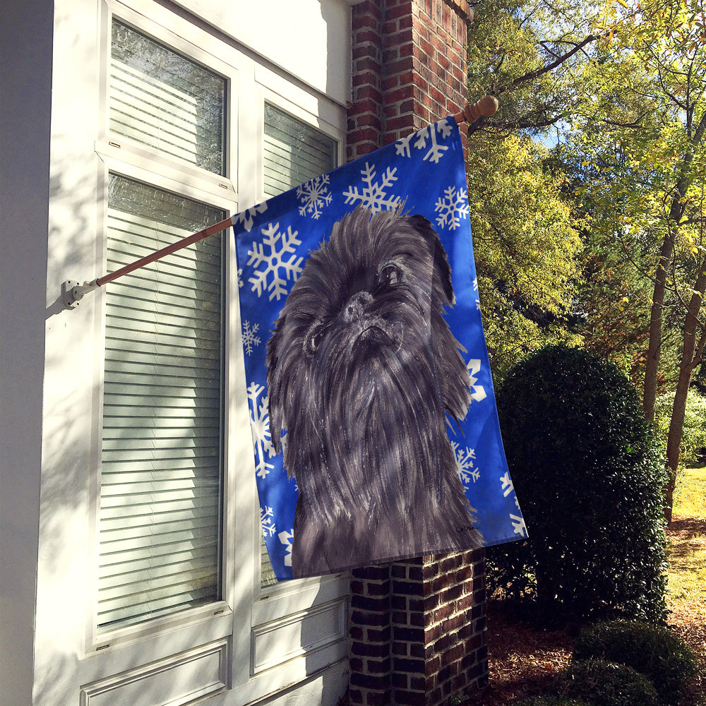 Brussels Griffon Blue Snowflake Winter Flag Canvas House Size