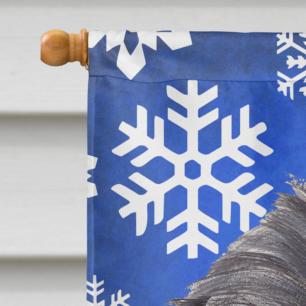 Brussels Griffon Blue Snowflake Winter Flag Canvas House Size