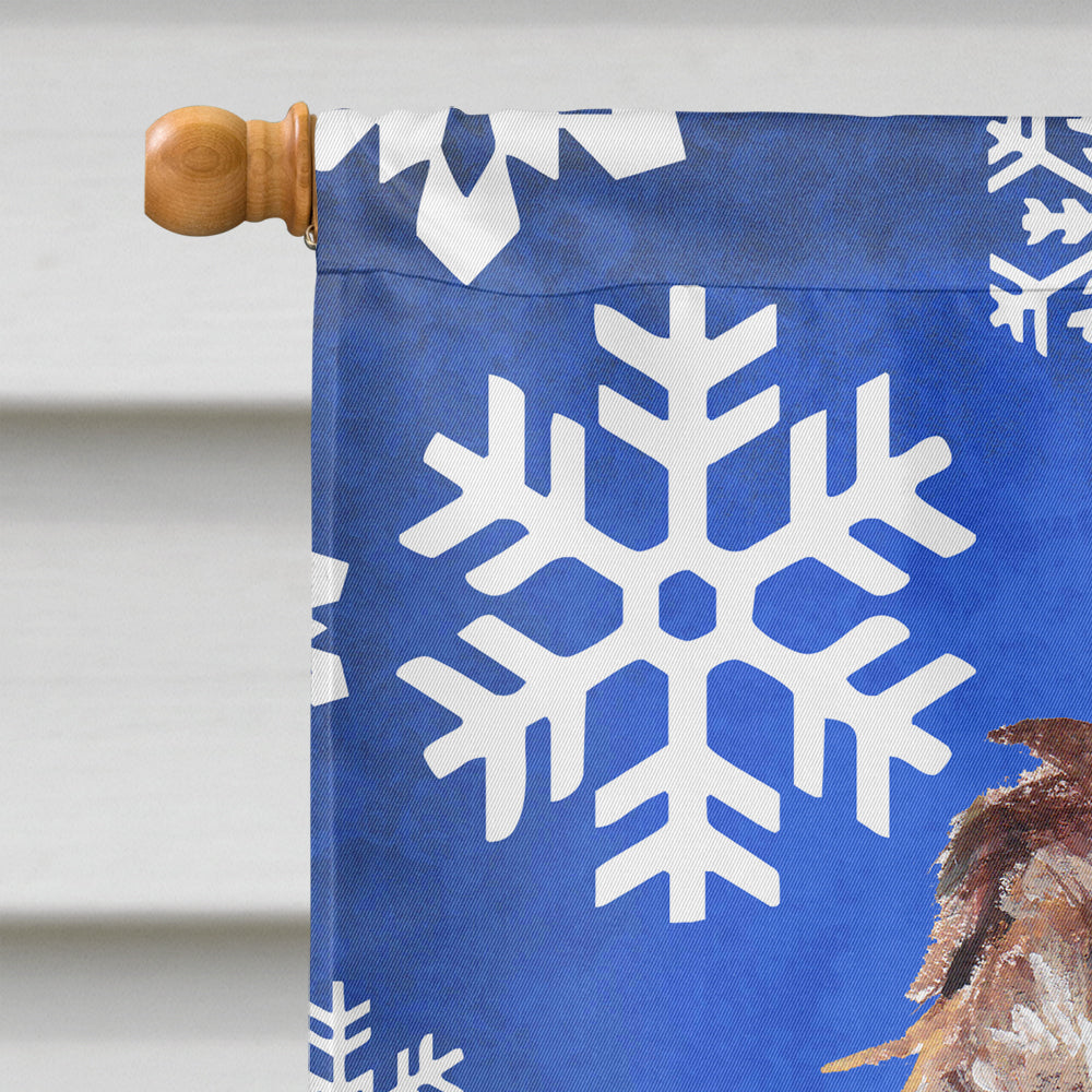 Boykin Spaniel Blue Snowflake Winter Flag Canvas House Size