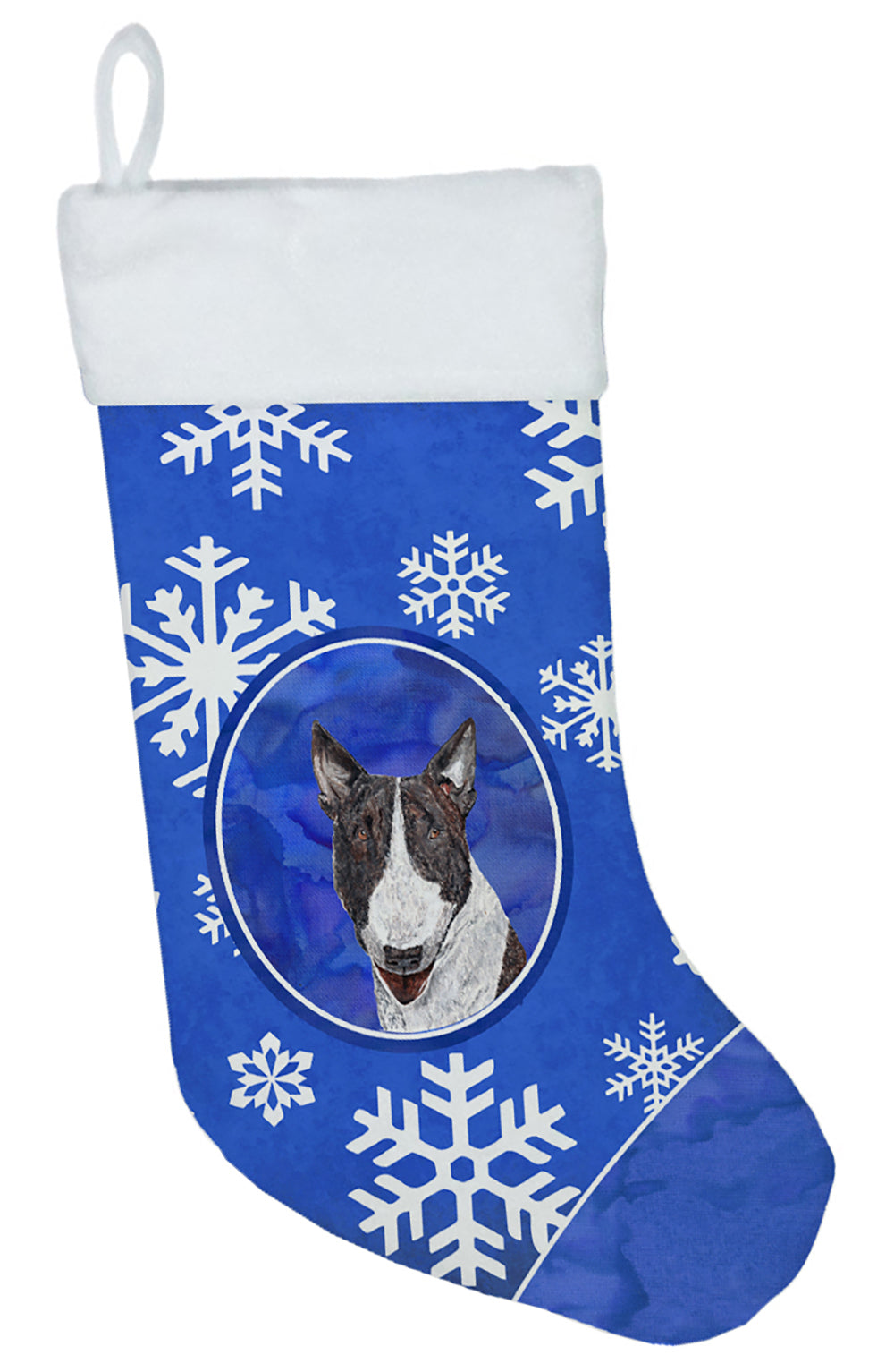 Bull Terrier Winter Snowflakes Christmas Stocking SC9603-CS  the-store.com.