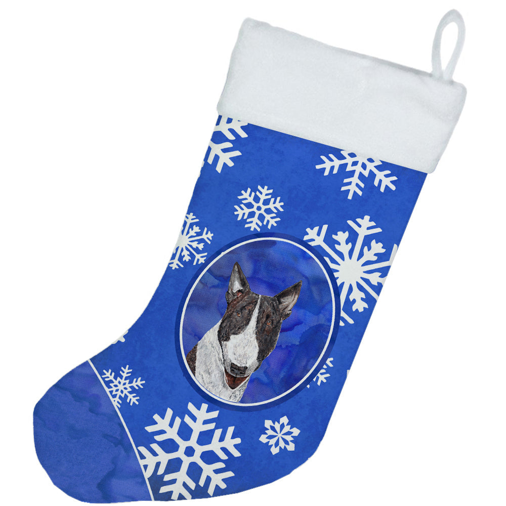 Bull Terrier Winter Snowflakes Christmas Stocking SC9603-CS  the-store.com.
