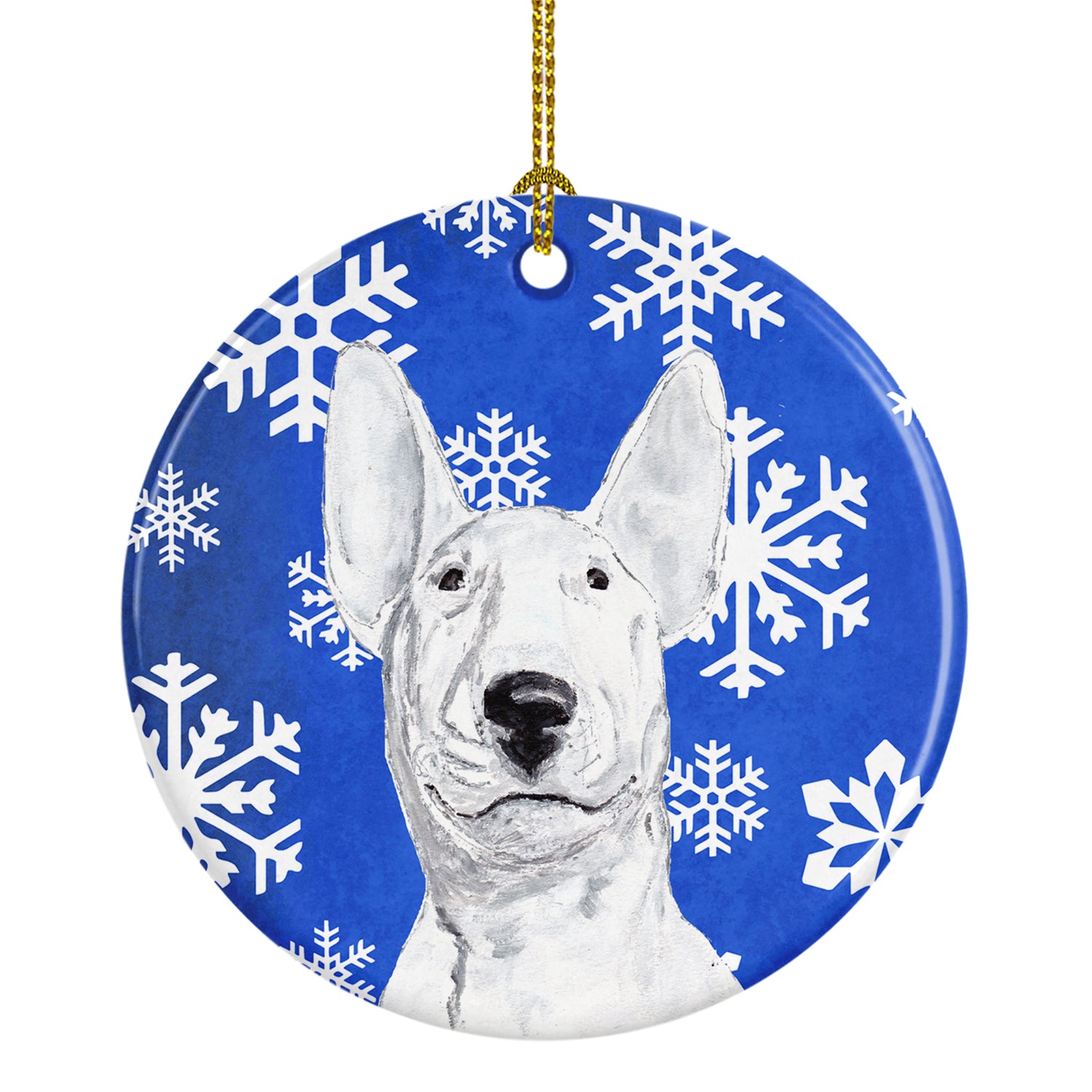 Bull Terrier Winter Snowflakes Ceramic Ornament SC9604CO1 - the-store.com