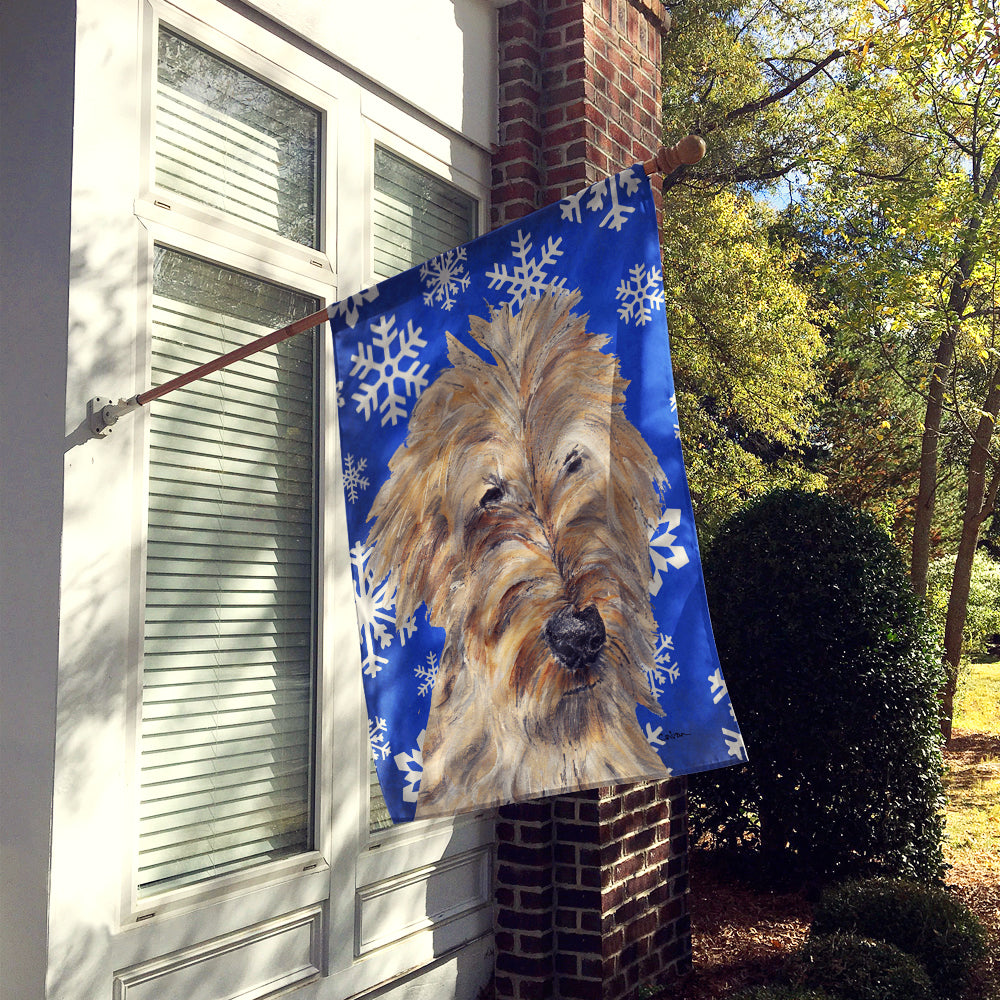 Goldendoodle Blue Snowflake Winter Flag Canvas House Size