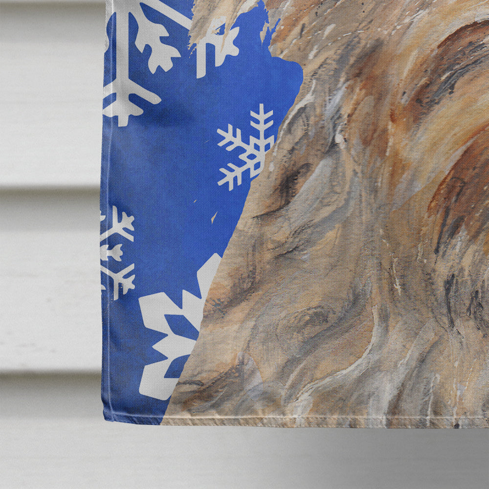 Goldendoodle Blue Snowflake Winter Flag Canvas House Size