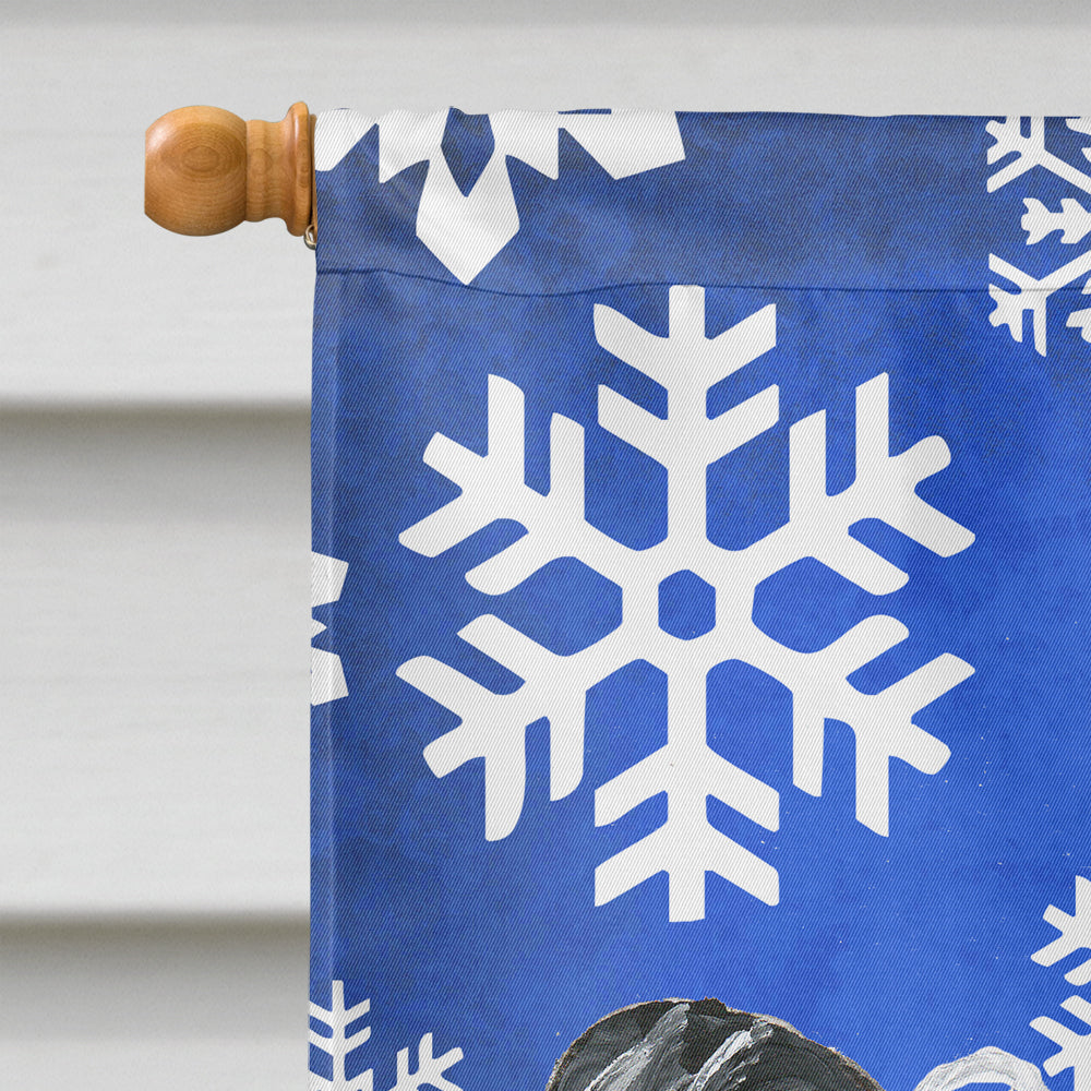 Chinese Crested Blue Snowflake Winter Flag Canvas House Size