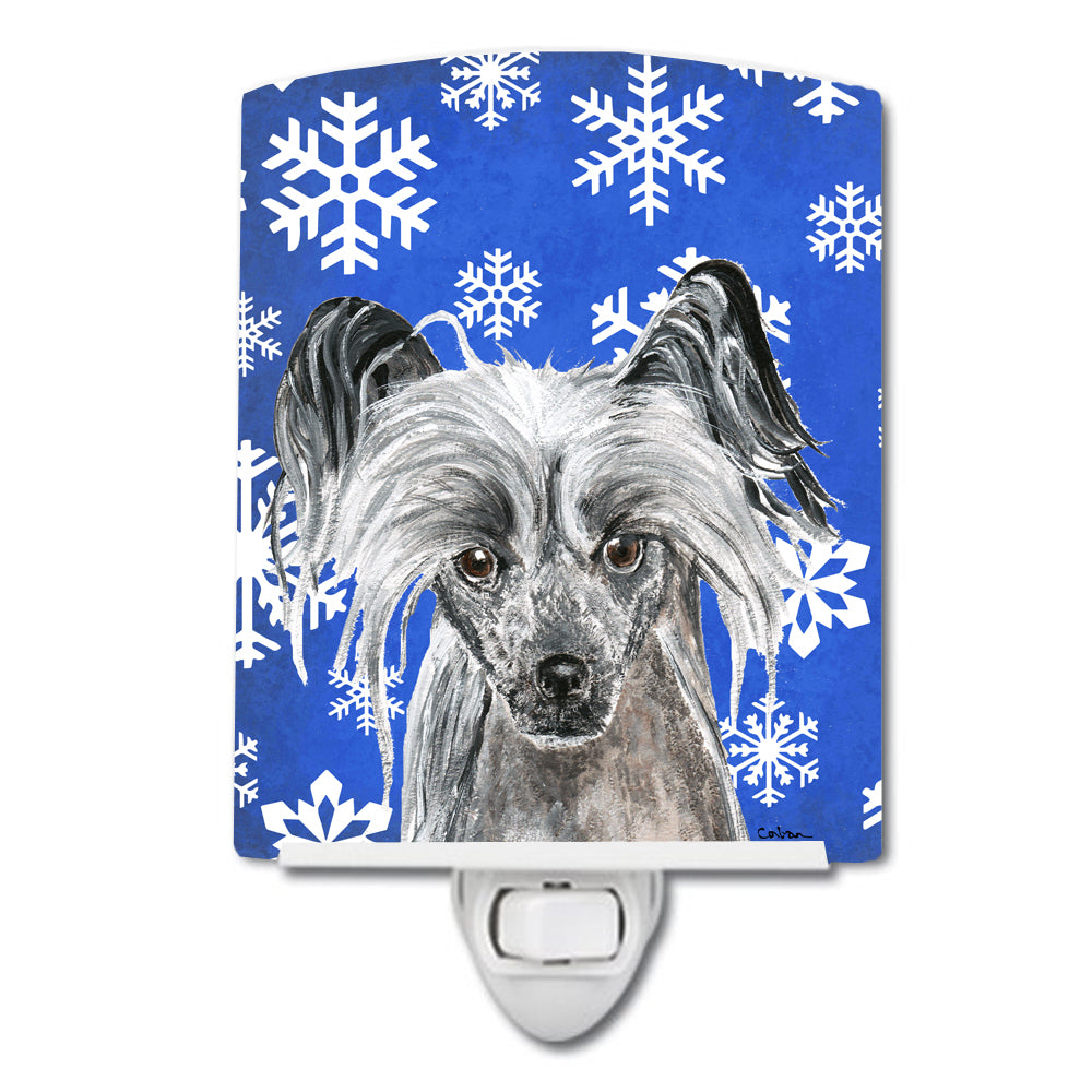 Chinese Crested Winter Snowflakes Ceramic Night Light SC9606CNL - the-store.com