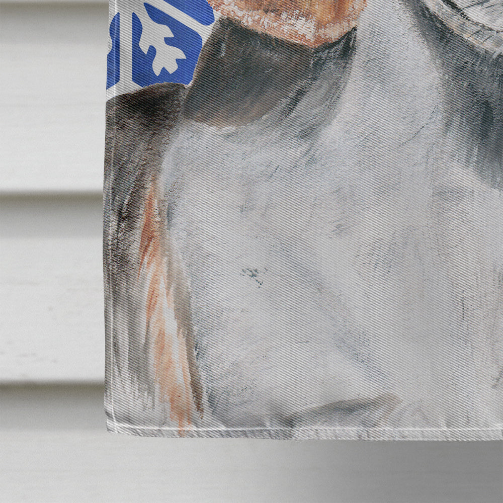 English Foxhound Blue Snowflake Winter Flag Canvas House Size