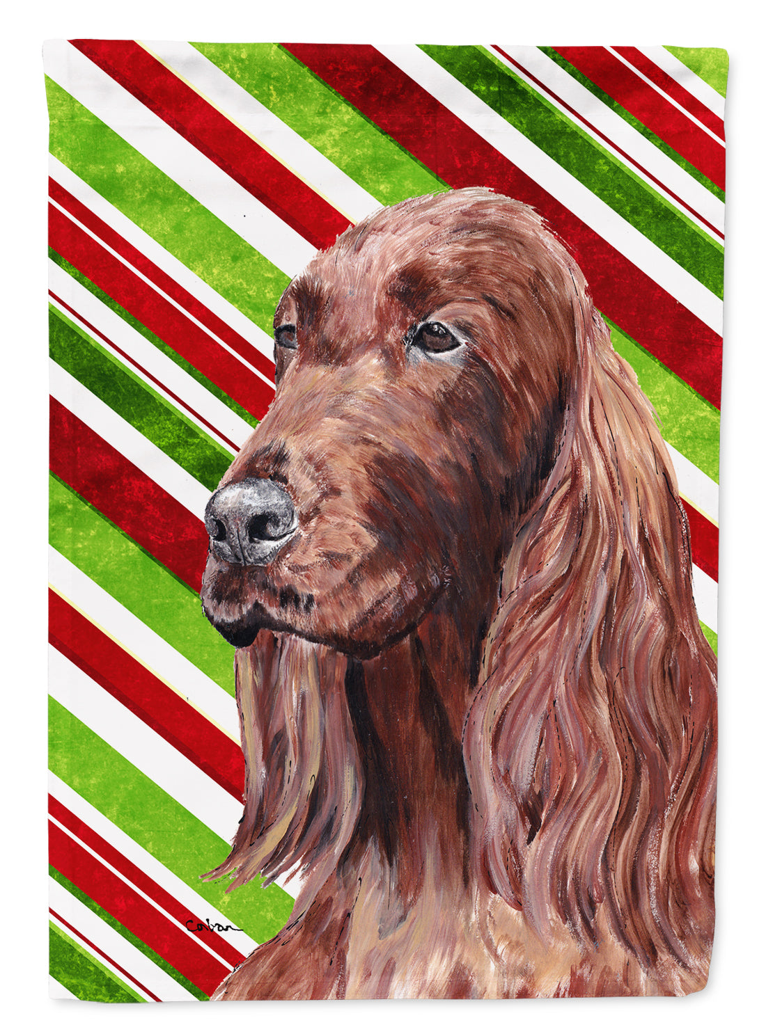 Irish Setter Candy Cane Christmas Flag Canvas House Size  the-store.com.