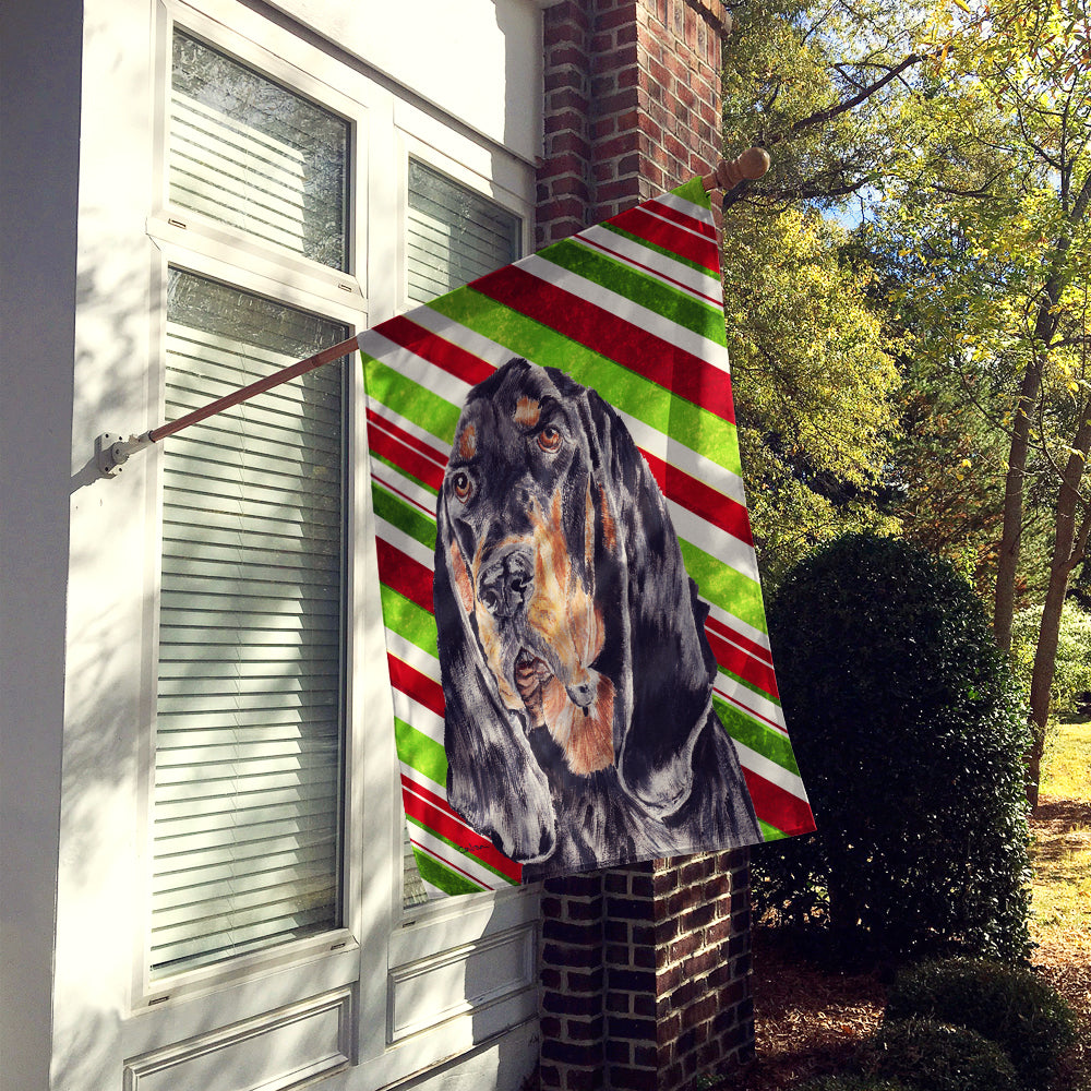 Coonhound Candy Cane Christmas Flag Canvas House Size  the-store.com.