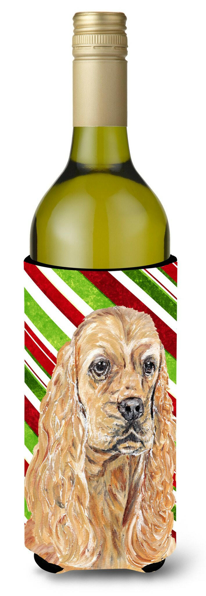 Cocker Spaniel Candy Cane Christmas Wine Bottle Beverage Insulator Beverage Insulator Hugger by Caroline&#39;s Treasures