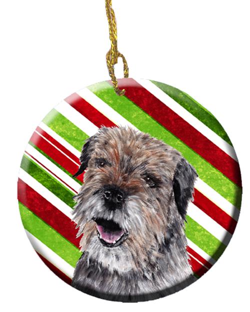 Border Terrier Candy Cane Christmas Ceramic Ornament SC9613CO1 by Caroline&#39;s Treasures