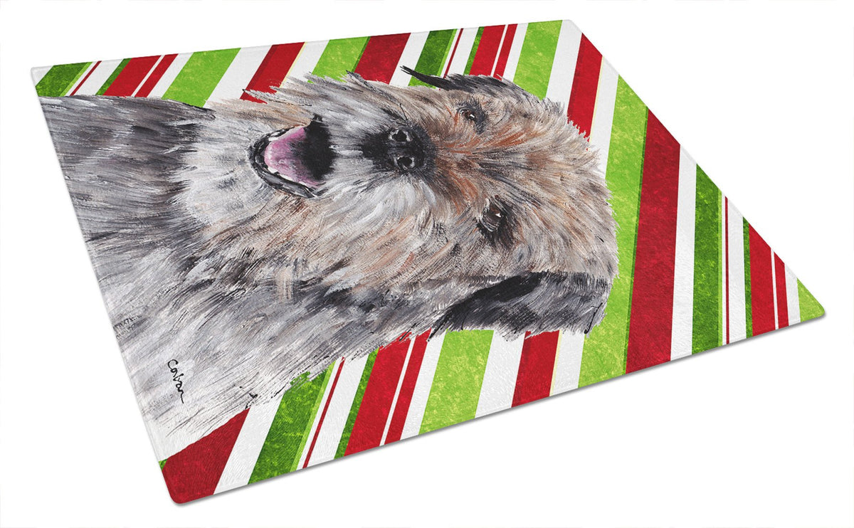 Border Terrier Candy Cane Christmas Glass Cutting Board Large by Caroline&#39;s Treasures