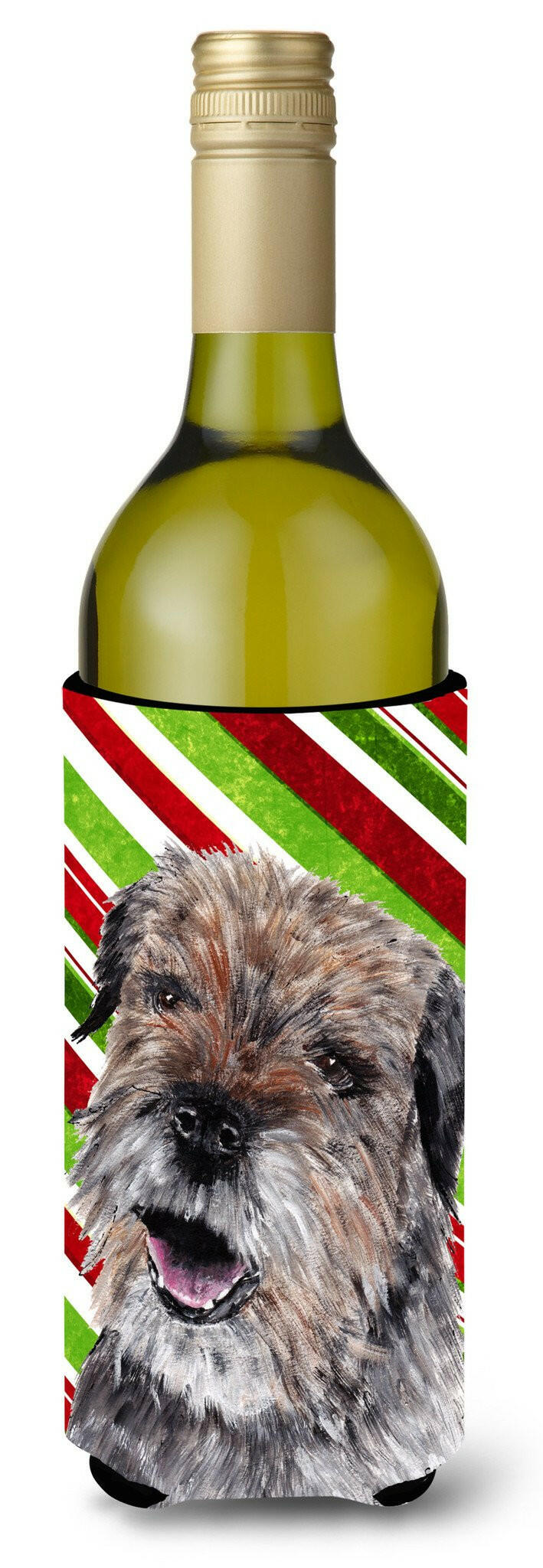 Border Terrier Candy Cane Christmas Wine Bottle Beverage Insulator Beverage Insulator Hugger by Caroline&#39;s Treasures