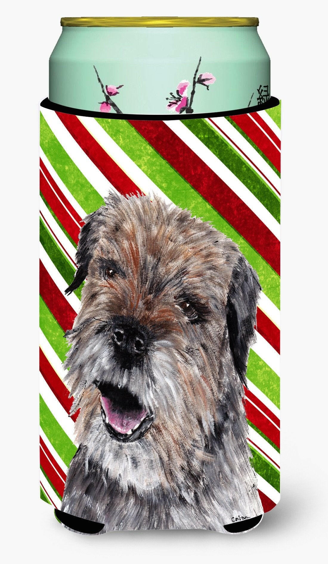 Border Terrier Candy Cane Christmas Tall Boy Beverage Insulator Beverage Insulator Hugger by Caroline&#39;s Treasures