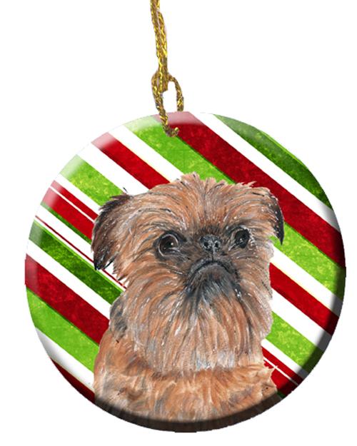 Brussels Griffon Candy Cane Christmas Ceramic Ornament SC9614CO1 by Caroline&#39;s Treasures