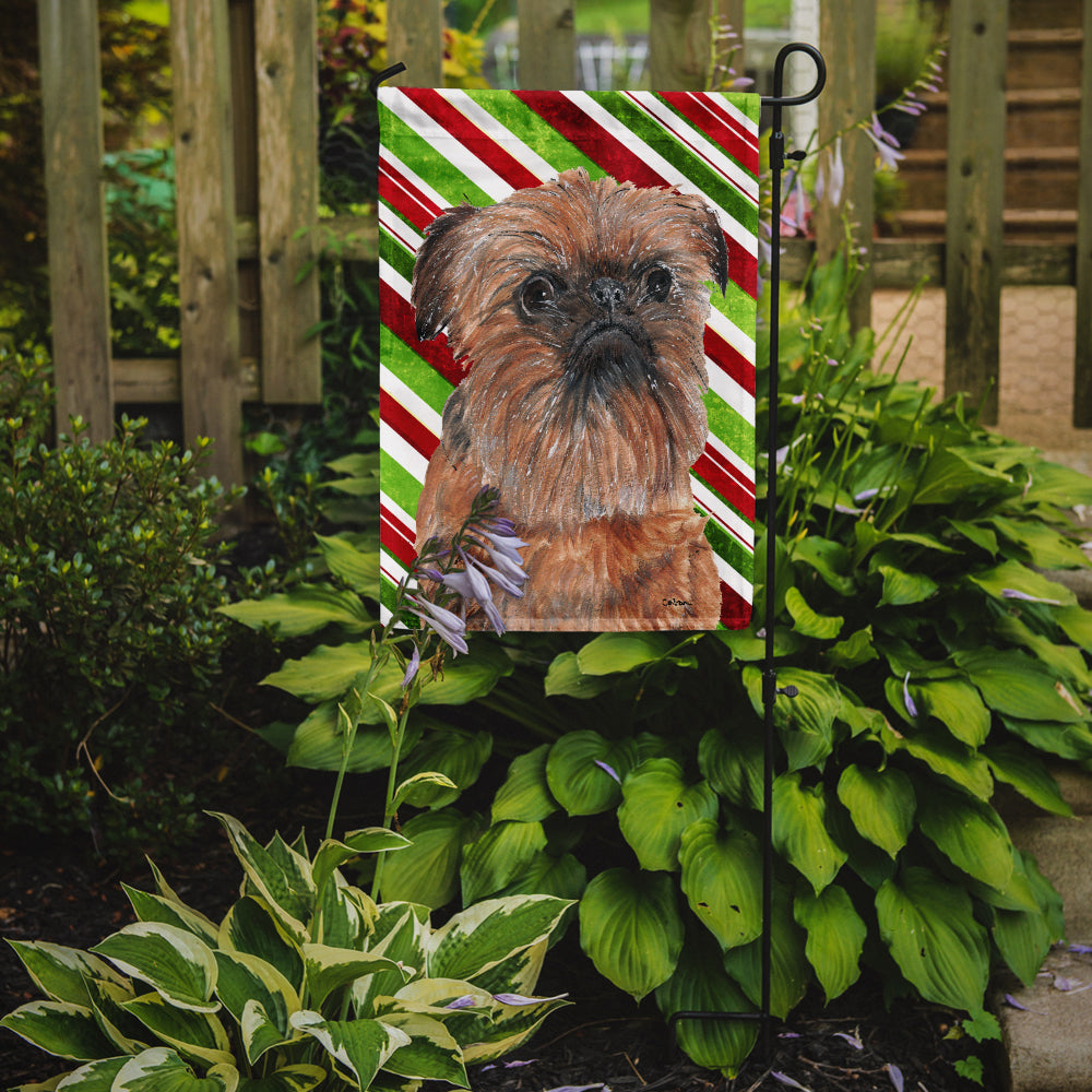 Brussels Griffon Candy Cane Christmas Flag Garden Size