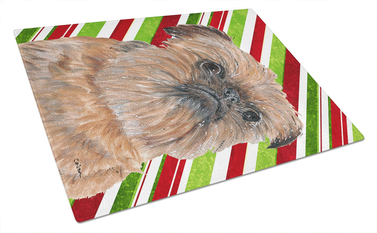 Brussels Griffon Candy Cane Christmas Glass Cutting Board Large by Caroline&#39;s Treasures