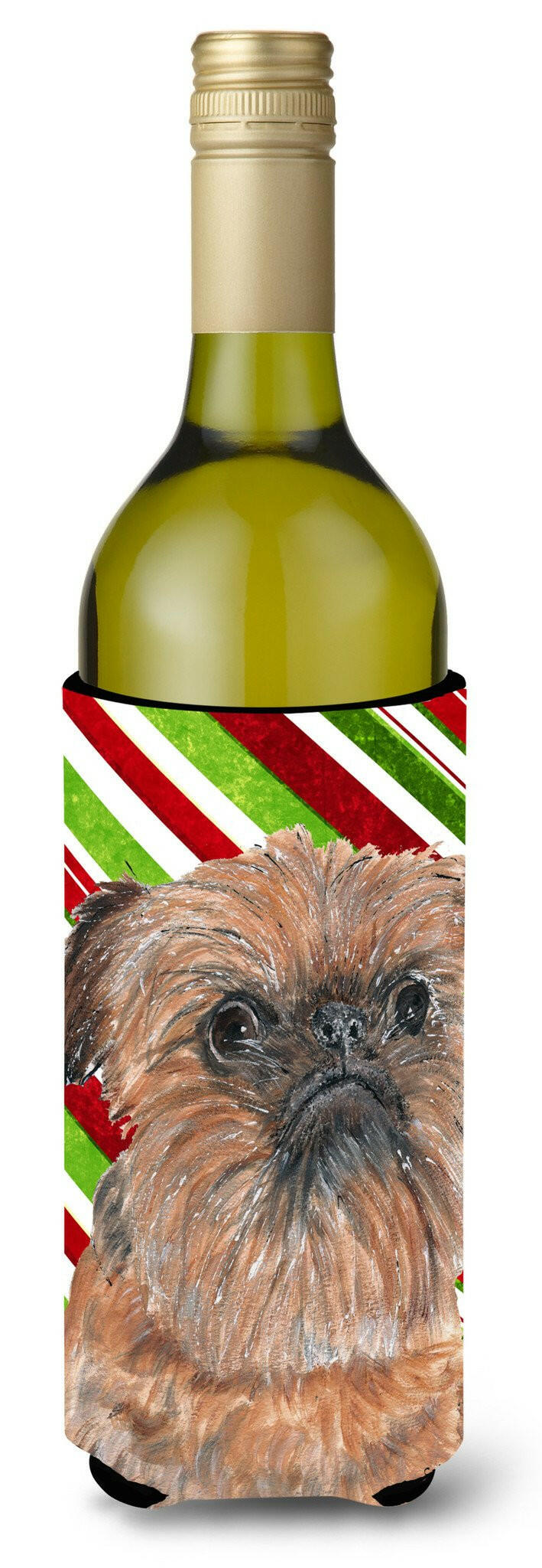 Brussels Griffon Candy Cane Christmas Wine Bottle Beverage Insulator Beverage Insulator Hugger by Caroline&#39;s Treasures