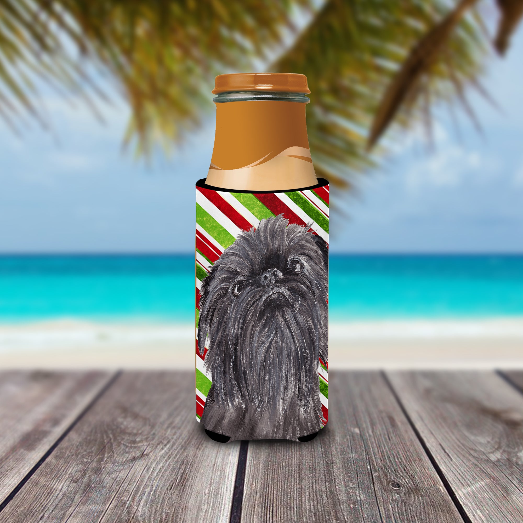 Brussels Griffon Candy Cane Christmas Ultra Beverage Insulators for slim cans