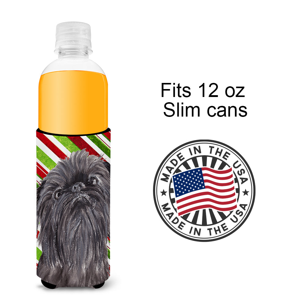 Brussels Griffon Candy Cane Christmas Ultra Beverage Insulators for slim cans