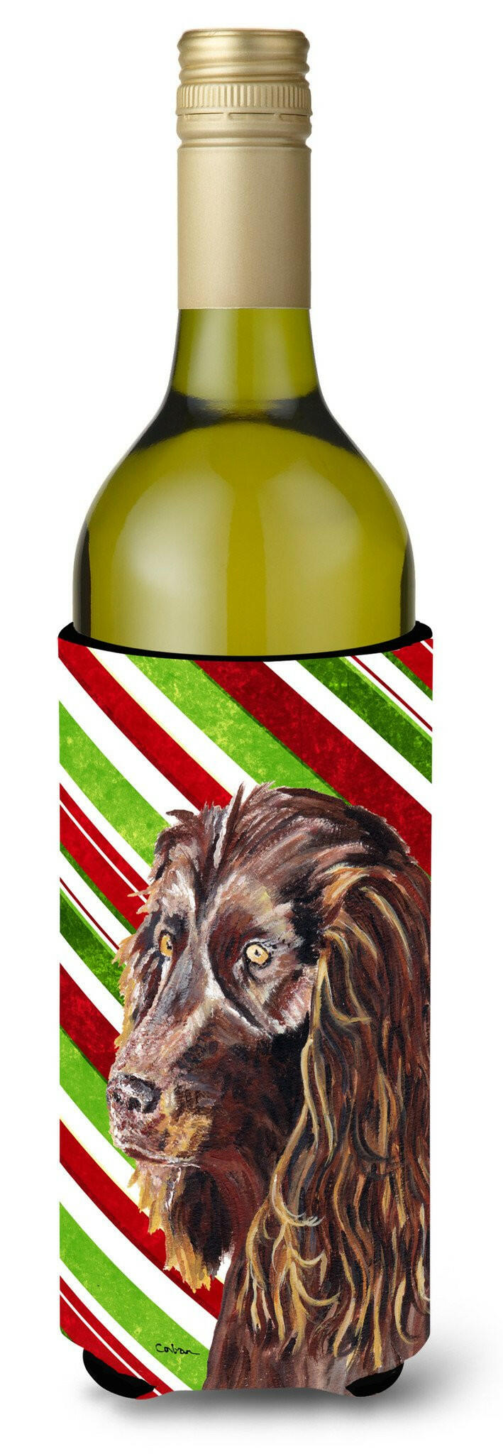 Boykin Spaniel Candy Cane Christmas Wine Bottle Beverage Insulator Beverage Insulator Hugger by Caroline&#39;s Treasures