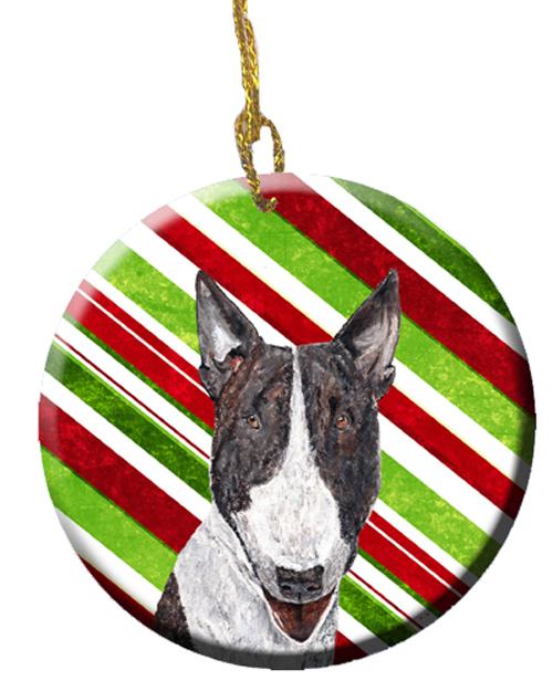 Bull Terrier Candy Cane Christmas Ceramic Ornament SC9617CO1 by Caroline&#39;s Treasures