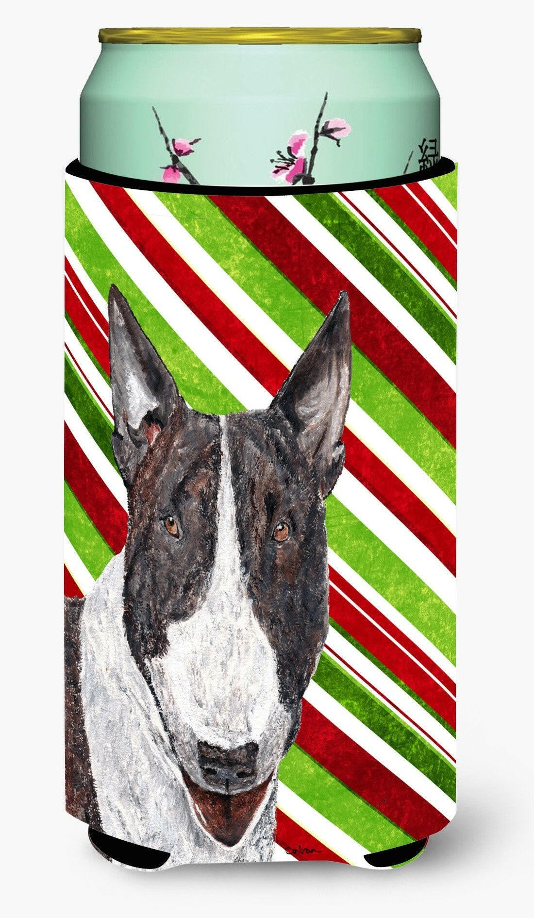 Bull Terrier Candy Cane Christmas Tall Boy Beverage Insulator Beverage Insulator Hugger by Caroline&#39;s Treasures