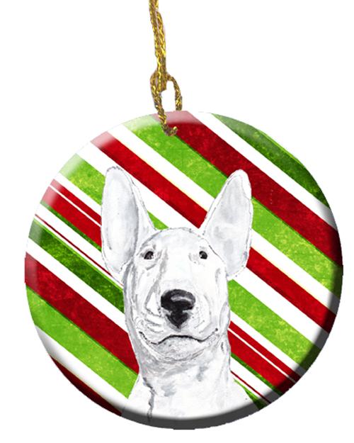 Bull Terrier Candy Cane Christmas Ceramic Ornament SC9618CO1 by Caroline&#39;s Treasures