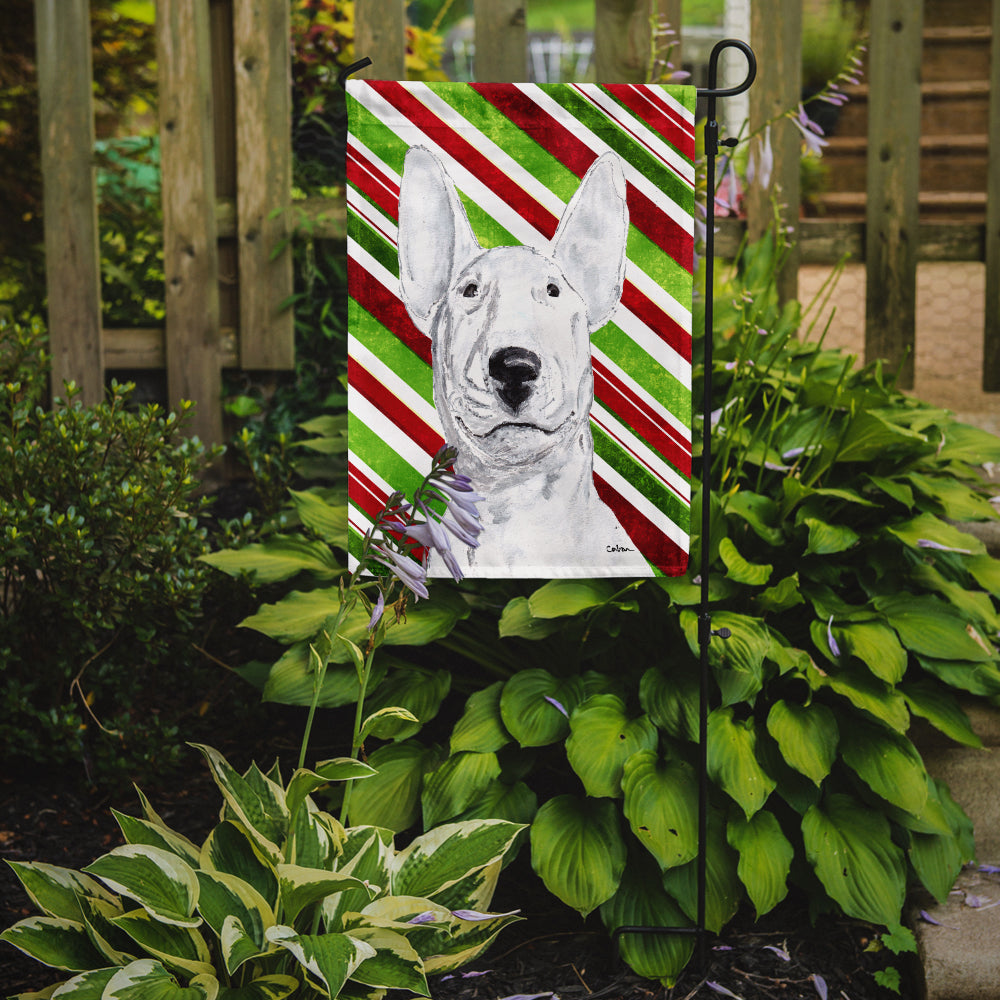 Bull Terrier Candy Cane Christmas Flag Garden Size.