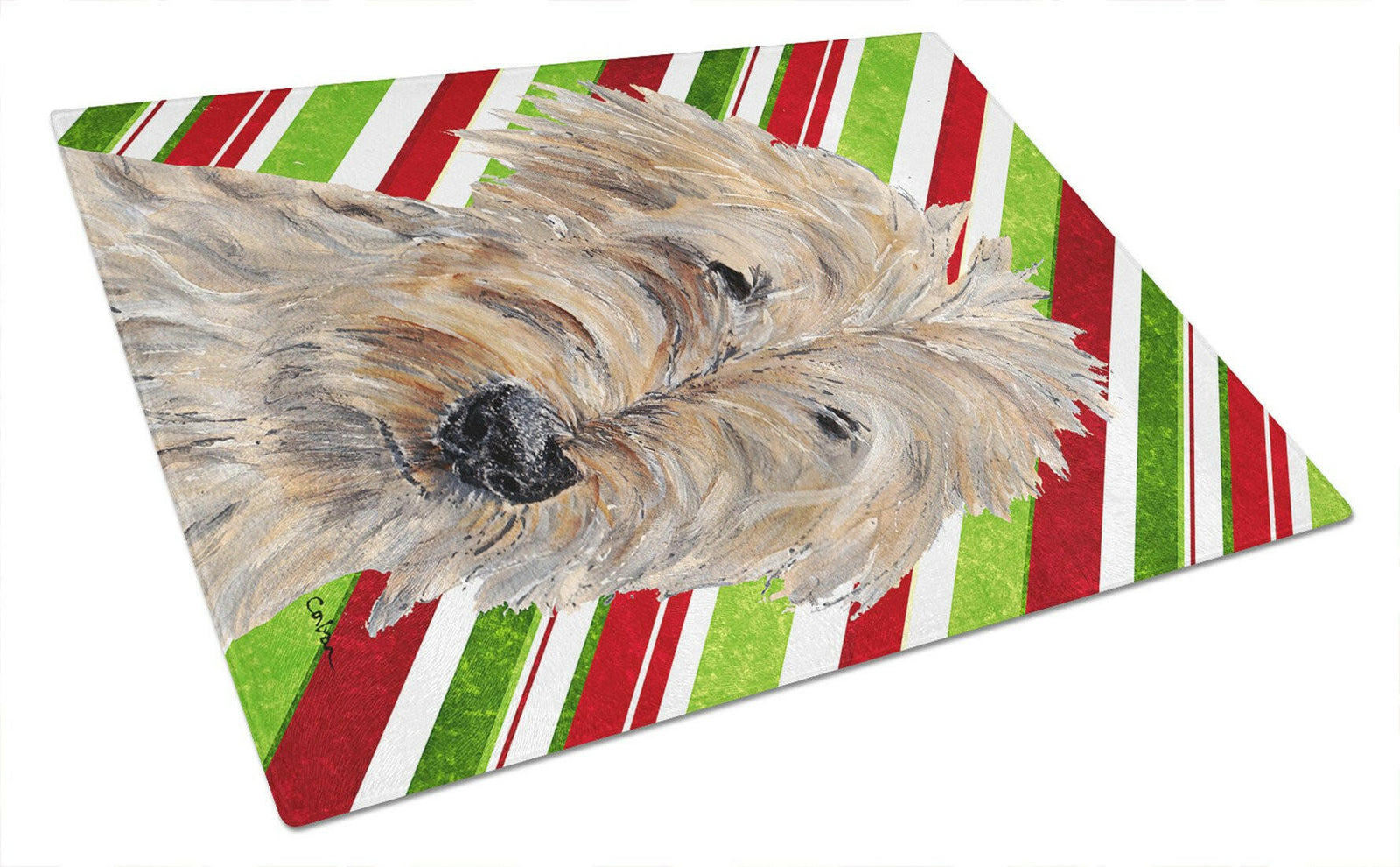 Goldendoodle Candy Cane Christmas Glass Cutting Board Large by Caroline's Treasures