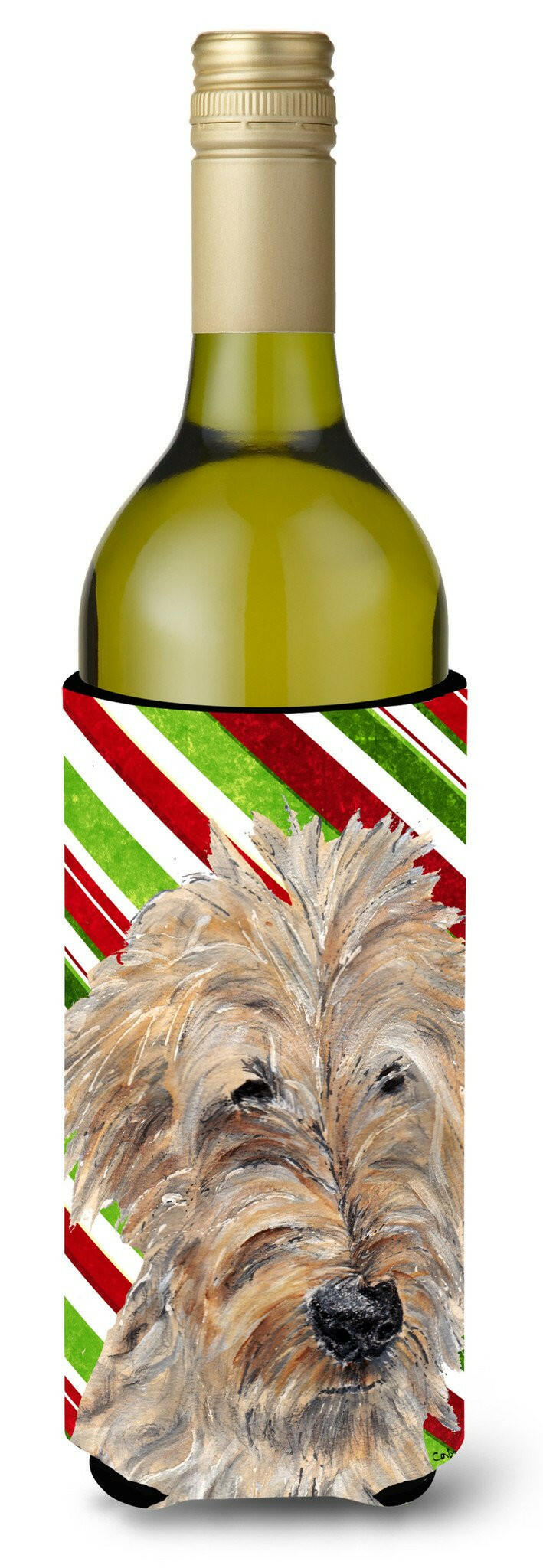 Goldendoodle Candy Cane Christmas Wine Bottle Beverage Insulator Beverage Insulator Hugger by Caroline&#39;s Treasures