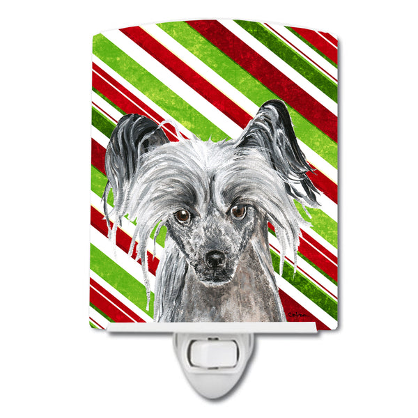 Chinese Crested Candy Cane Christmas Ceramic Night Light SC9620CNL - the-store.com