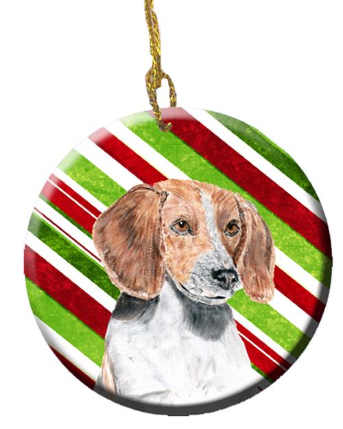 English Foxhound Candy Cane Christmas Ceramic Ornament SC9621CO1 by Caroline&#39;s Treasures