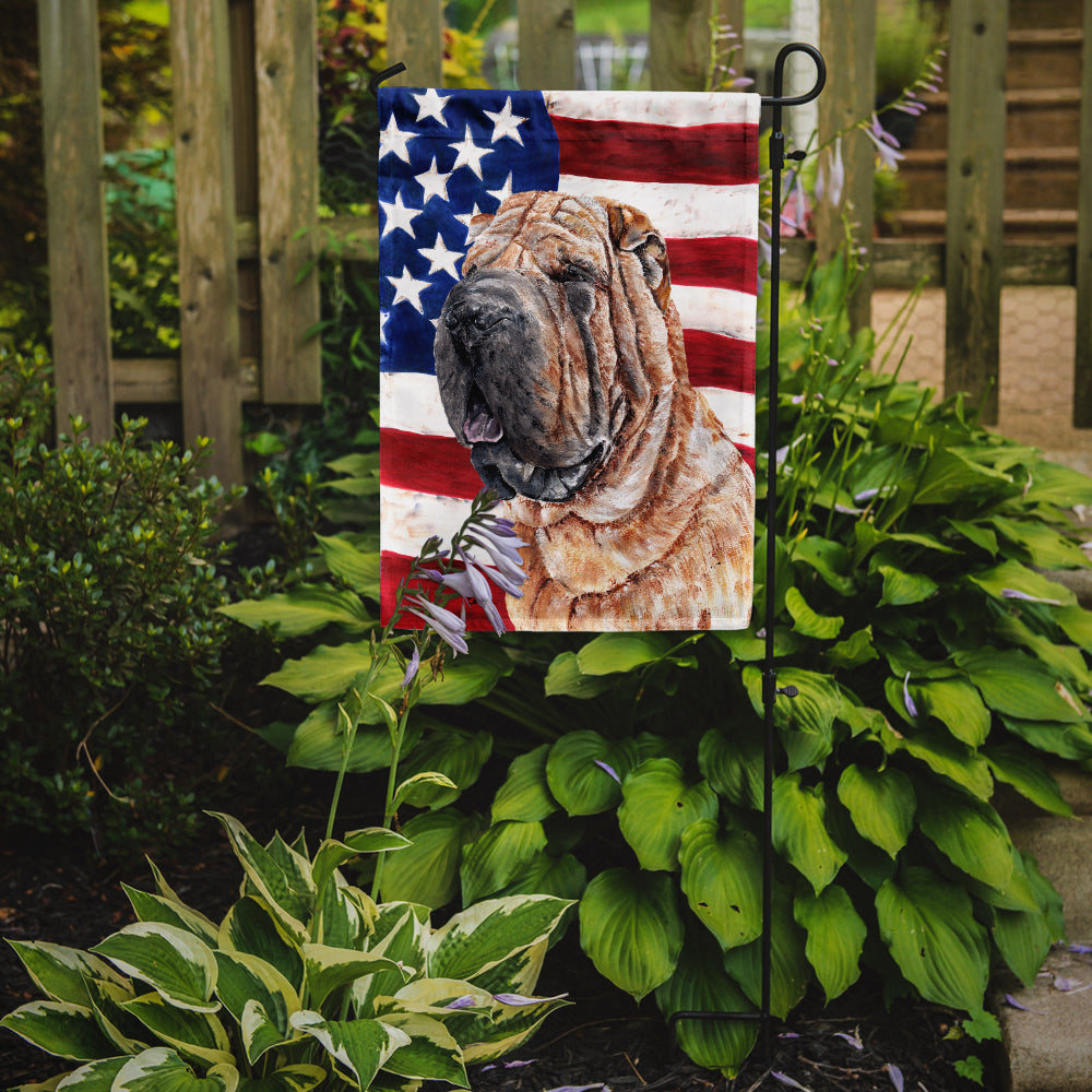 Shar Pei avec drapeau américain USA Flag Garden Size SC9623GF