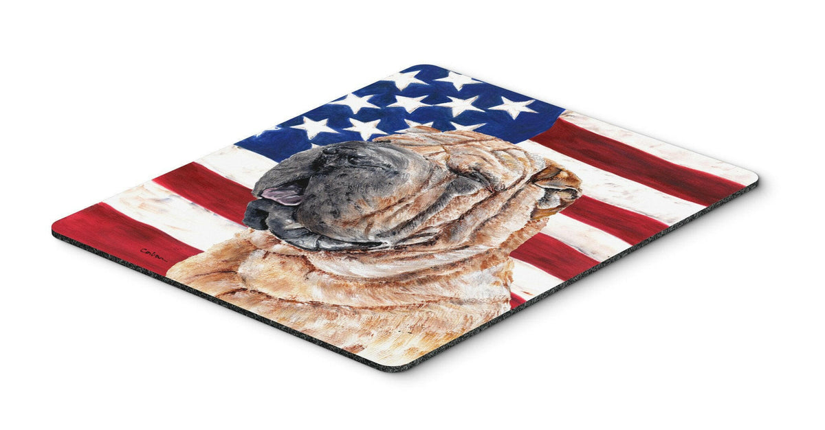 Shar Pei with American Flag USA Mouse Pad, Hot Pad or Trivet SC9623MP by Caroline&#39;s Treasures