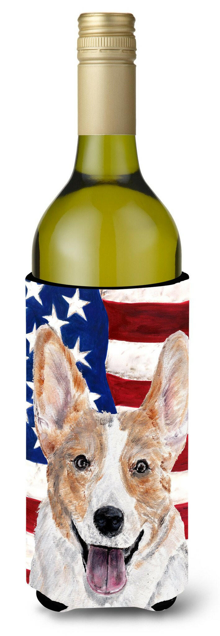 Cardigan Corgi with American Flag USA Wine Bottle Beverage Insulator Hugger SC9624LITERK by Caroline's Treasures