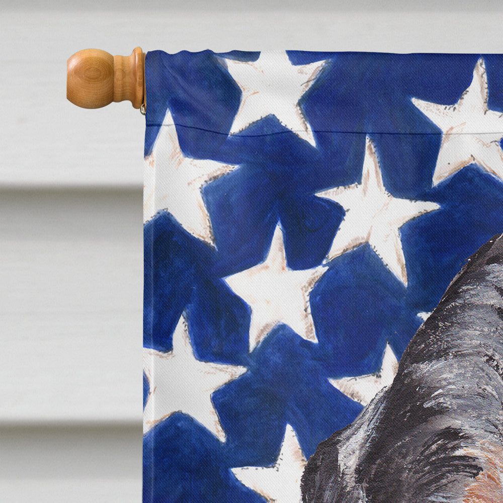 Blue Tick Coonhound with American Flag USA Flag Canvas House Size SC9625CHF