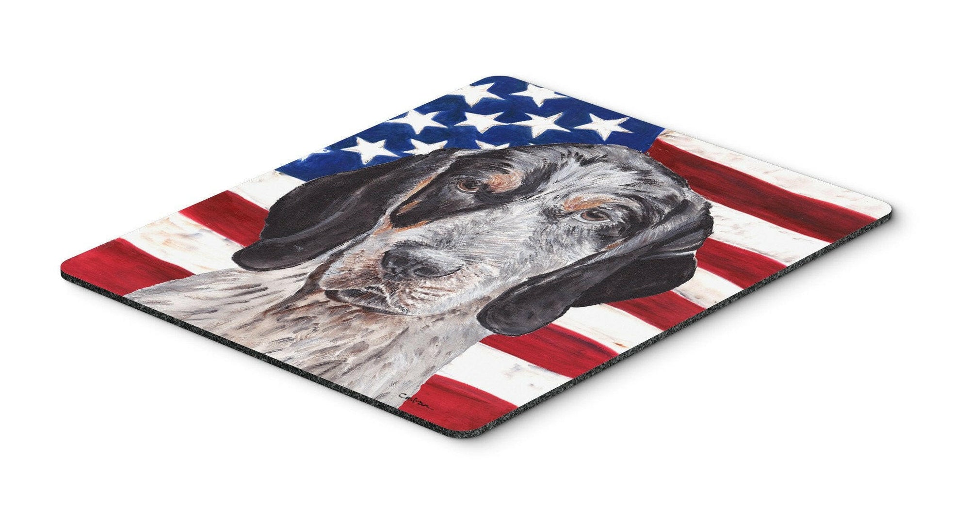 Blue Tick Coonhound with American Flag USA Mouse Pad, Hot Pad or Trivet SC9625MP by Caroline's Treasures