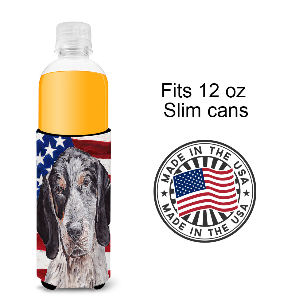Blue Tick Coonhound with American Flag USA Ultra Beverage Insulators for slim cans SC9625MUK.