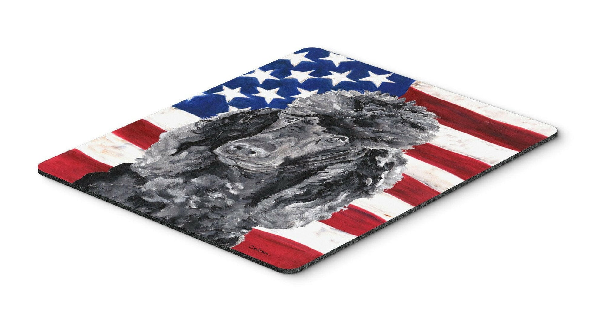 Black Standard Poodle with American Flag USA Mouse Pad, Hot Pad or Trivet SC9626MP by Caroline's Treasures