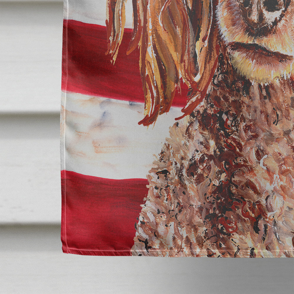 Red Miniature Poodle with American Flag USA Flag Canvas House Size SC9627CHF