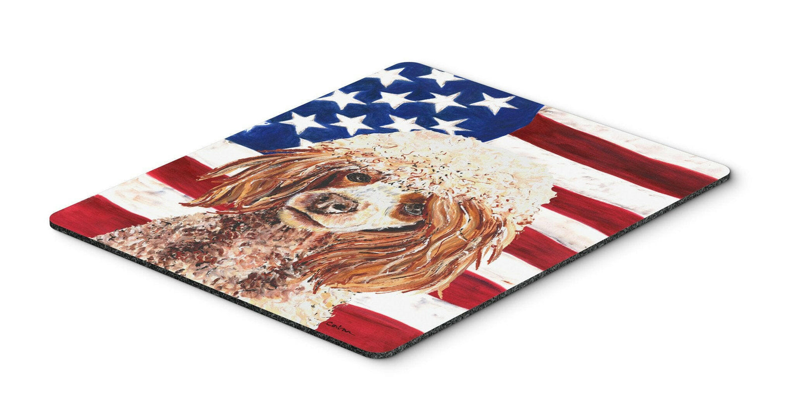 Red Miniature Poodle with American Flag USA Mouse Pad, Hot Pad or Trivet SC9627MP by Caroline's Treasures